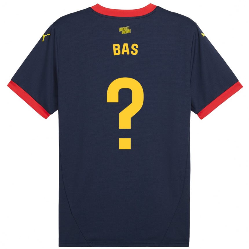 Kids Football Jordi Bas #0 Navy Red Away Jersey 2024/25 T-Shirt Uk