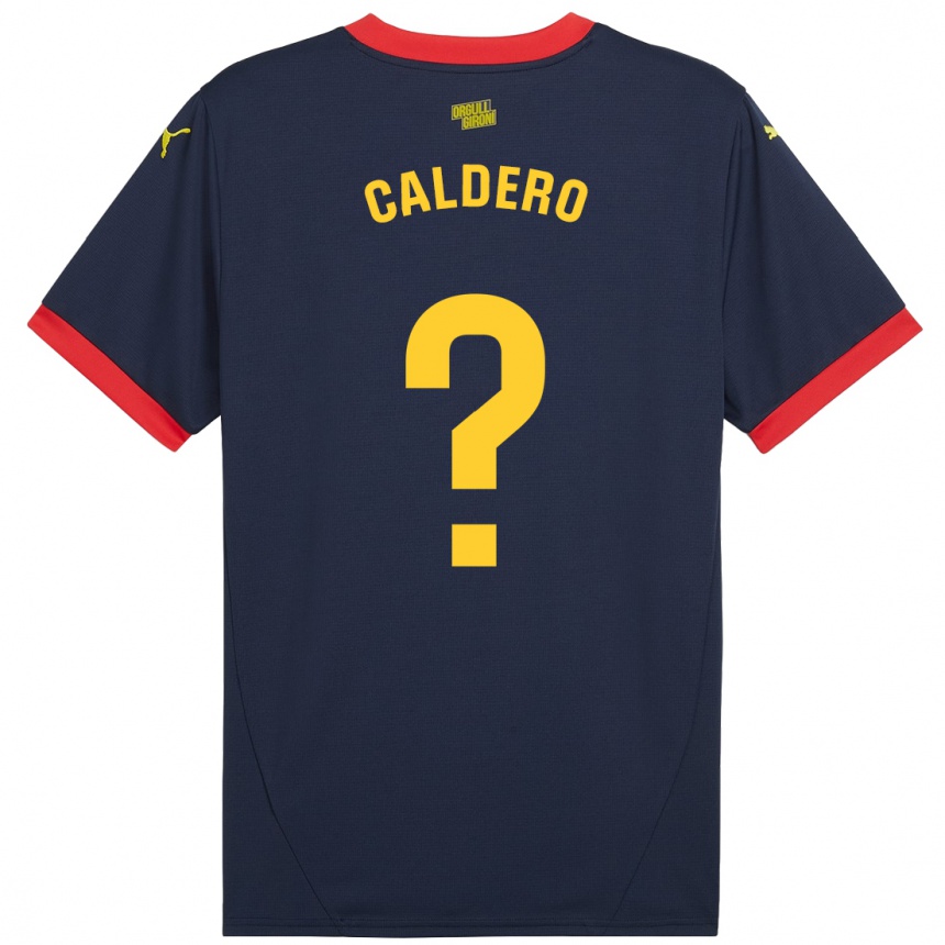 Kids Football Nil Caldero #0 Navy Red Away Jersey 2024/25 T-Shirt Uk