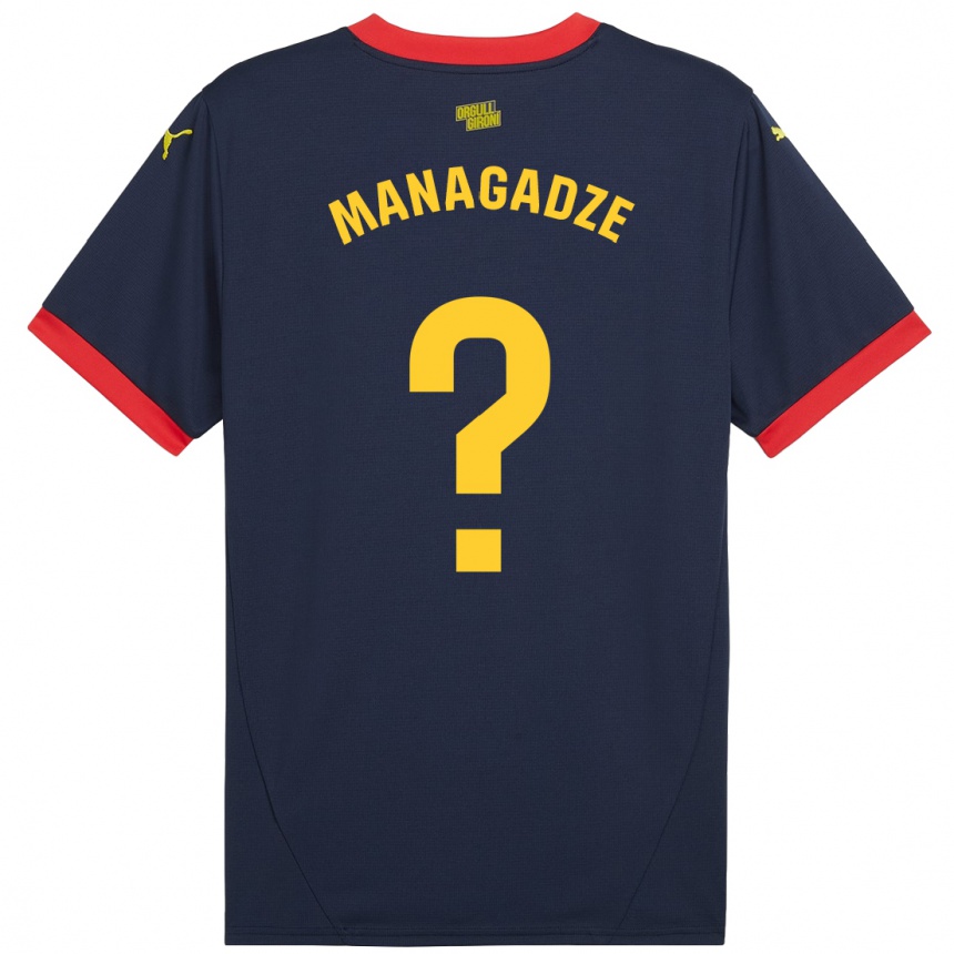 Kids Football Luka Managadze #0 Navy Red Away Jersey 2024/25 T-Shirt Uk