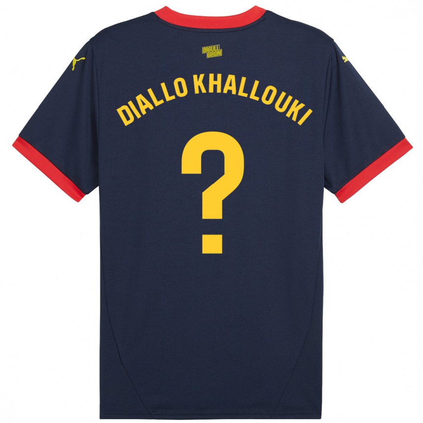 Kids Football Siaka Diallo Khallouki #0 Navy Red Away Jersey 2024/25 T-Shirt Uk