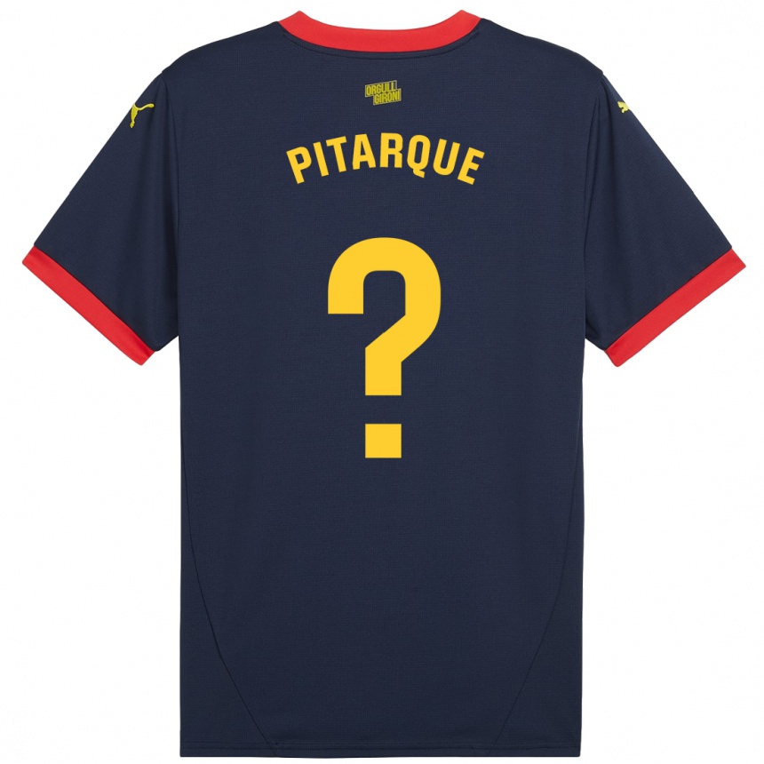 Kids Football Víctor Pitarque #0 Navy Red Away Jersey 2024/25 T-Shirt Uk