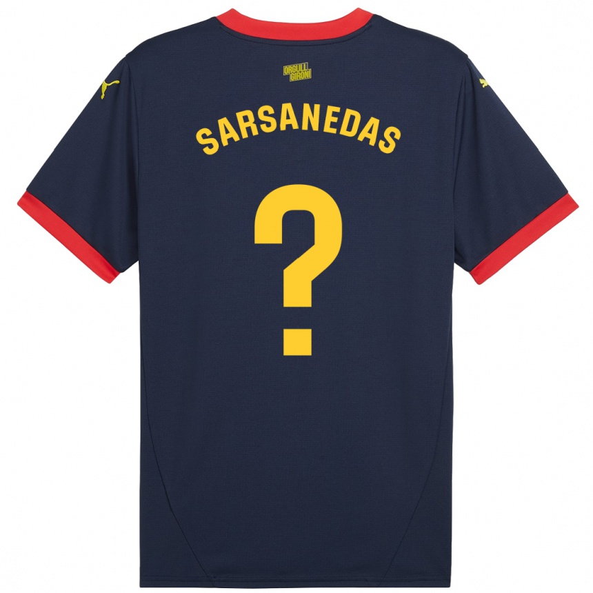 Kids Football Joao Sarsanedas #0 Navy Red Away Jersey 2024/25 T-Shirt Uk