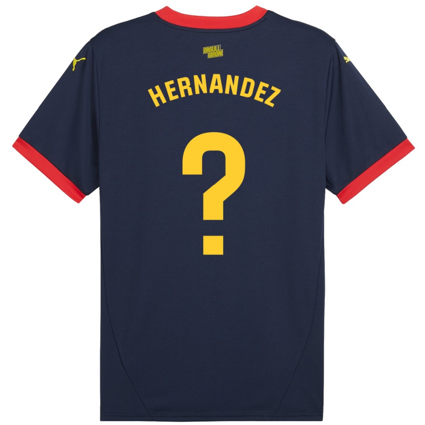 Kids Football Guillem Hernández #0 Navy Red Away Jersey 2024/25 T-Shirt Uk