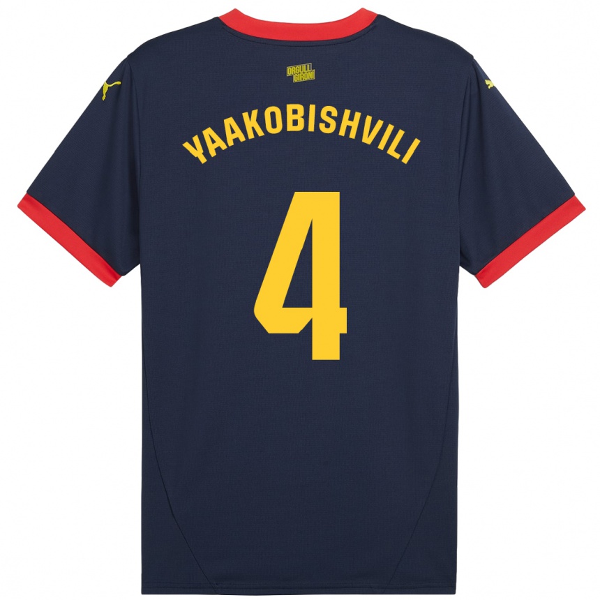 Kids Football Antal Yaakobishvili #4 Navy Red Away Jersey 2024/25 T-Shirt Uk