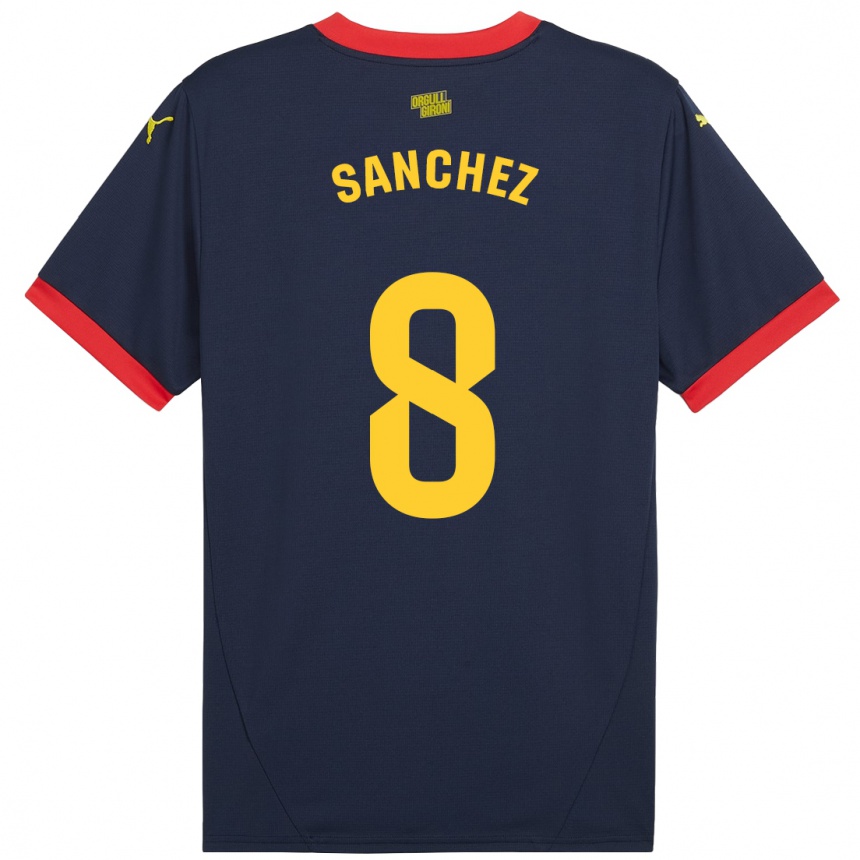 Kids Football Miguel Ángel Sánchez #8 Navy Red Away Jersey 2024/25 T-Shirt Uk