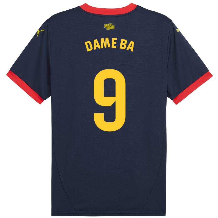 Kids Football Papa Dame Ba #9 Navy Red Away Jersey 2024/25 T-Shirt Uk