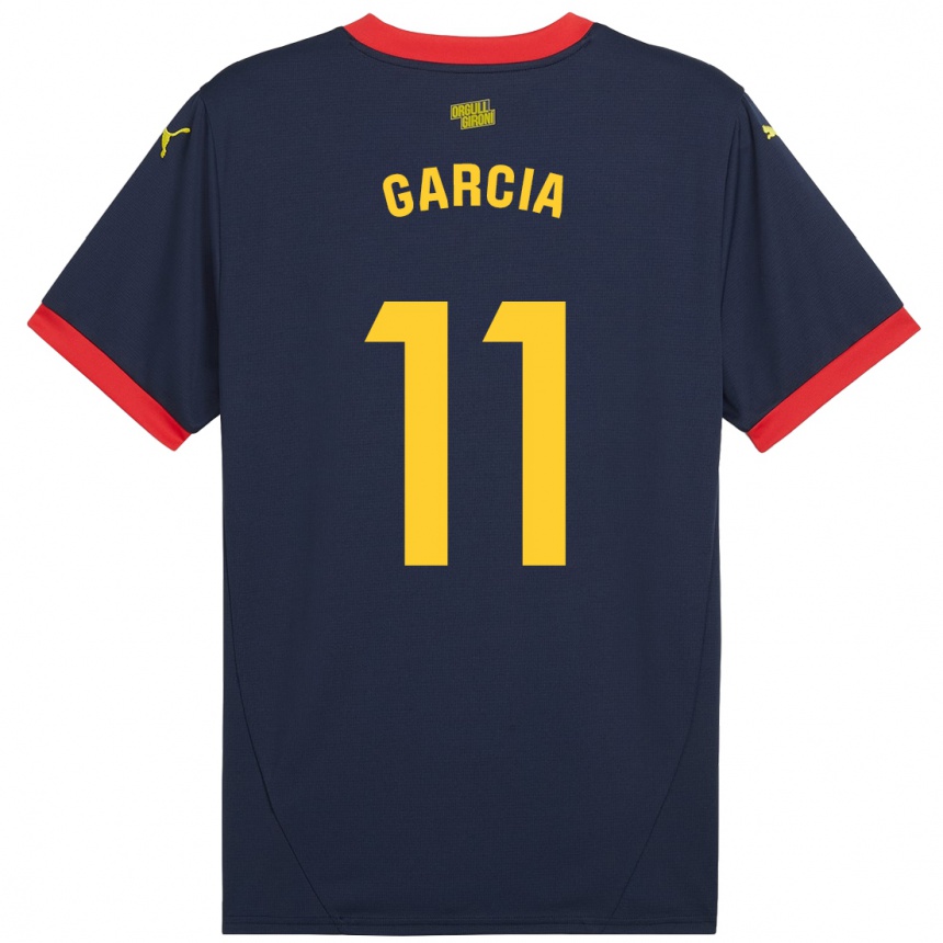 Kids Football Jastin García #11 Navy Red Away Jersey 2024/25 T-Shirt Uk