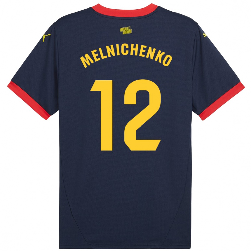 Kids Football Dmytro Melnichenko #12 Navy Red Away Jersey 2024/25 T-Shirt Uk