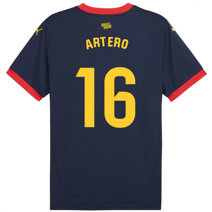 Kids Football Ricard Artero #16 Navy Red Away Jersey 2024/25 T-Shirt Uk