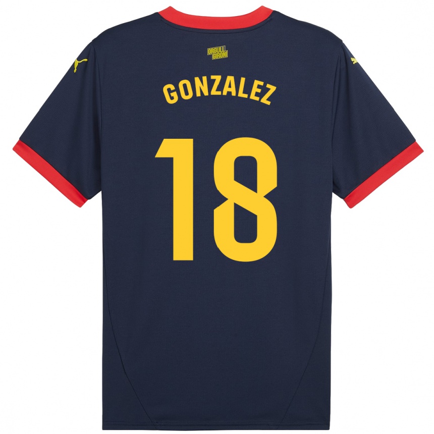 Kids Football Gerard Gonzalez #18 Navy Red Away Jersey 2024/25 T-Shirt Uk