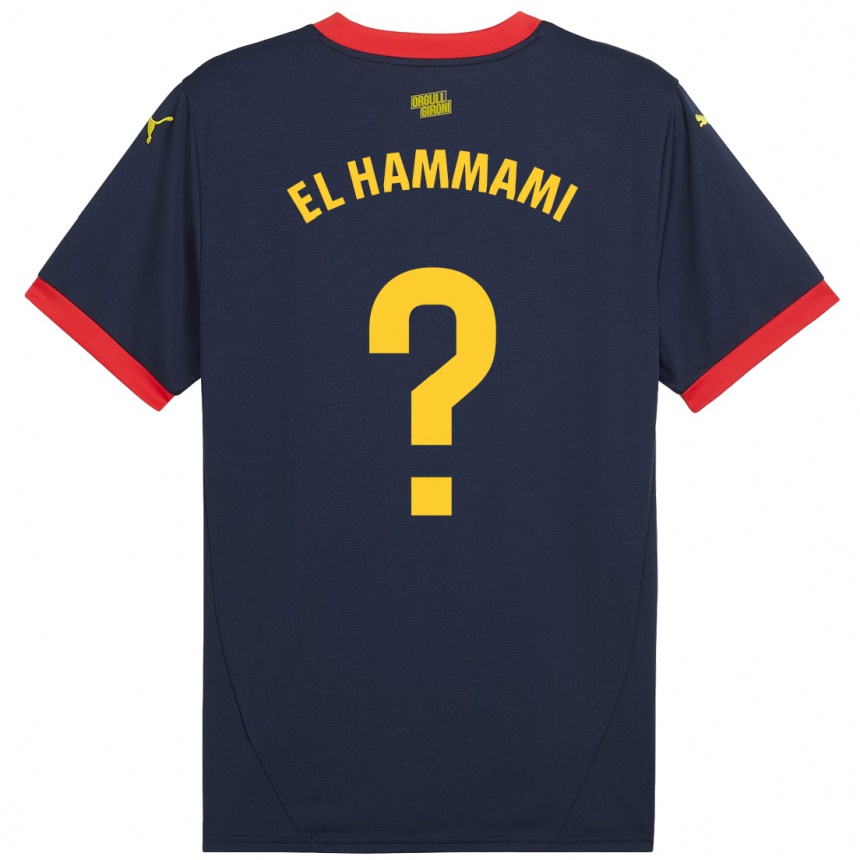 Kids Football Ayoub El Hammami #0 Navy Red Away Jersey 2024/25 T-Shirt Uk