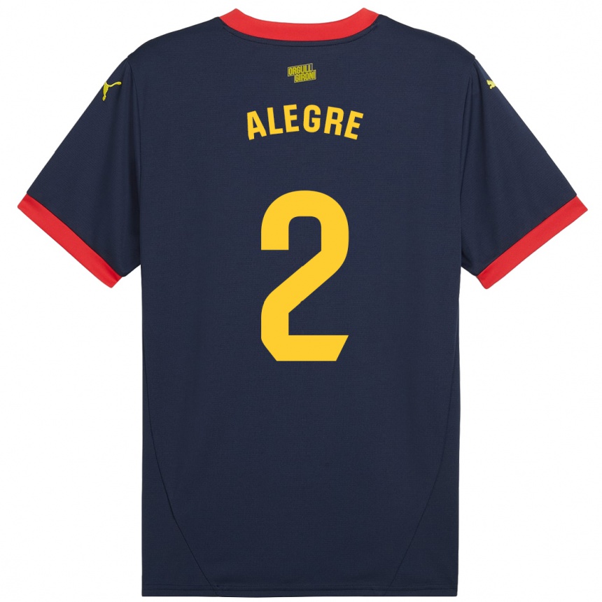 Kids Football Marc Alegre #2 Navy Red Away Jersey 2024/25 T-Shirt Uk