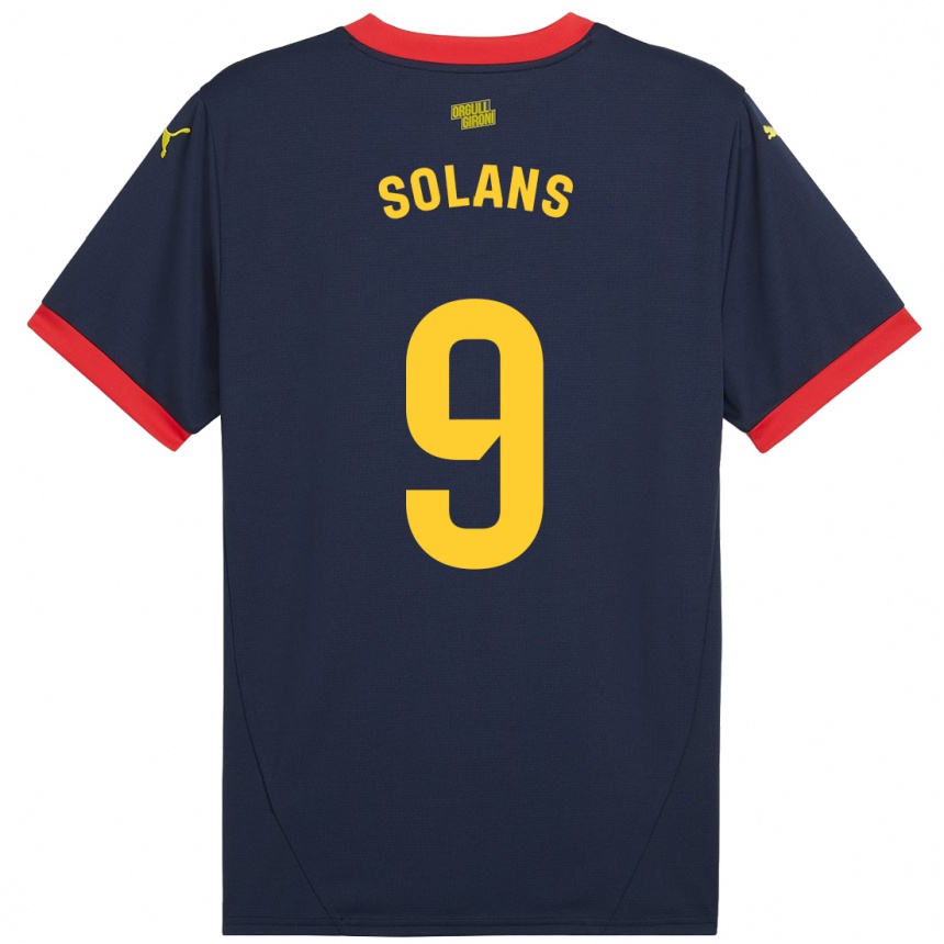 Kids Football Sergi Solans #9 Navy Red Away Jersey 2024/25 T-Shirt Uk