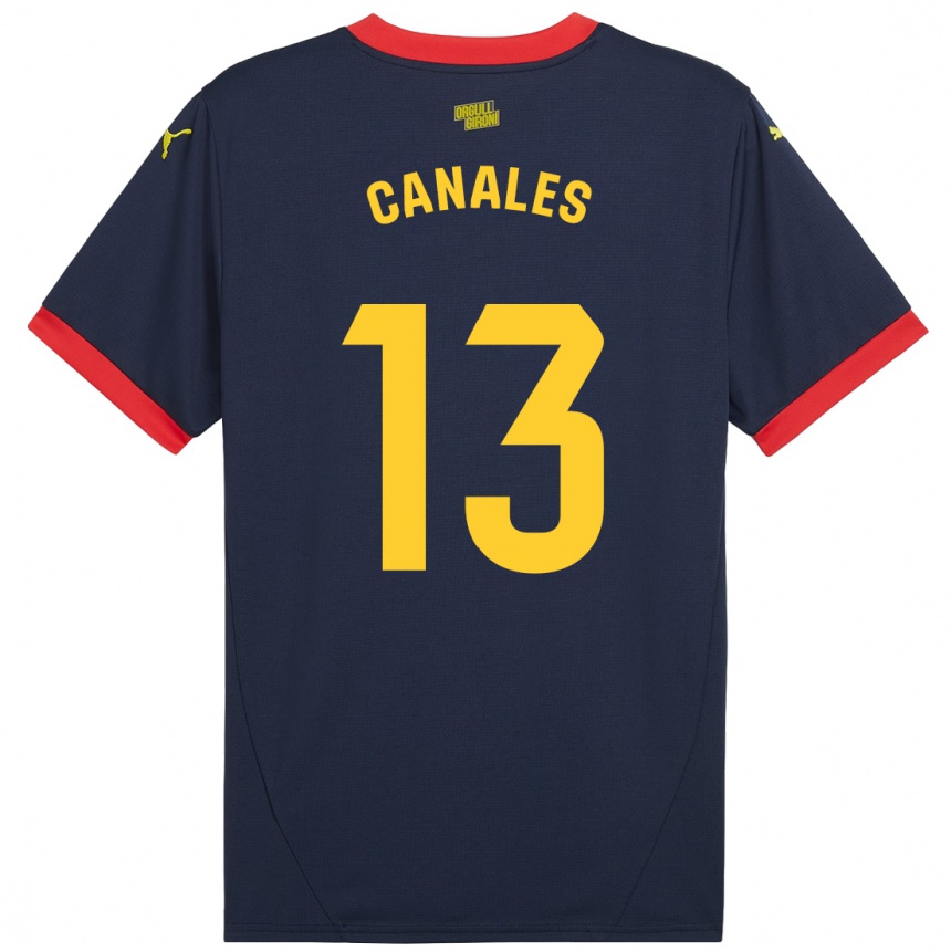 Kids Football Juanvi Canales #13 Navy Red Away Jersey 2024/25 T-Shirt Uk