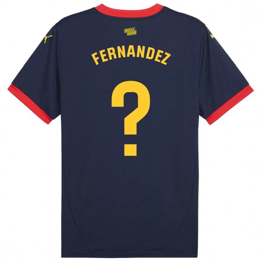 Kids Football Marc Fernández #0 Navy Red Away Jersey 2024/25 T-Shirt Uk