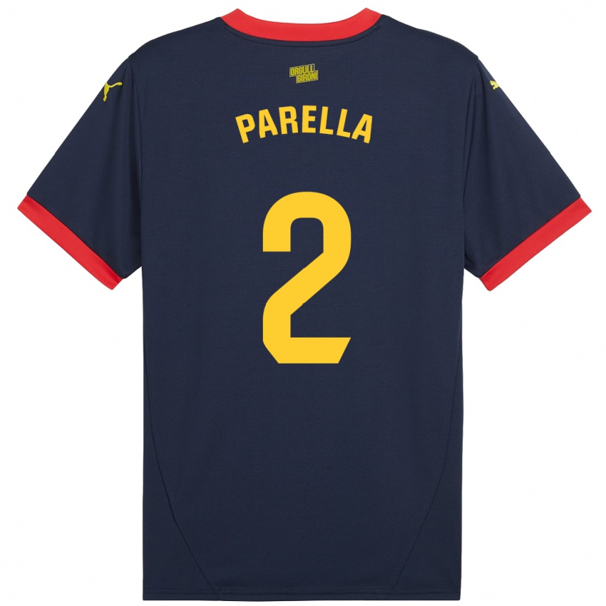 Kids Football Virginia Parella #2 Navy Red Away Jersey 2024/25 T-Shirt Uk