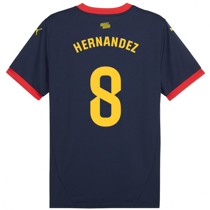 Kids Football Sofia Hernández #8 Navy Red Away Jersey 2024/25 T-Shirt Uk