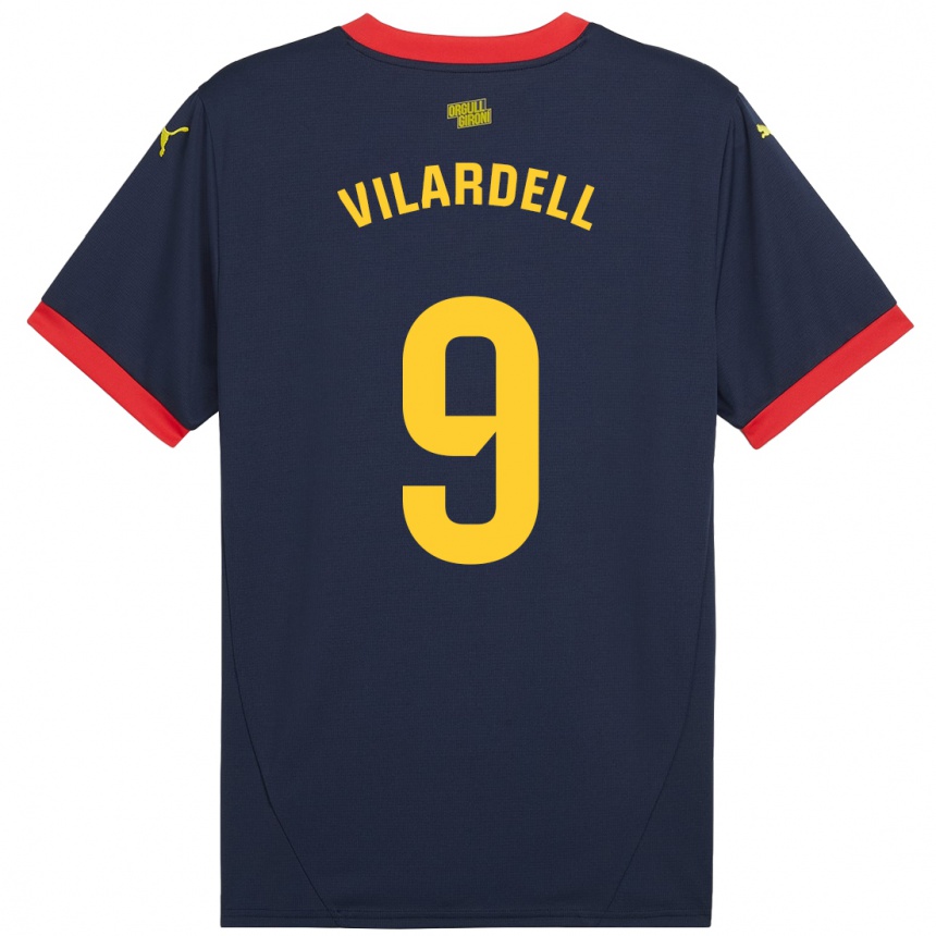 Kids Football Júlia Vilardell #9 Navy Red Away Jersey 2024/25 T-Shirt Uk