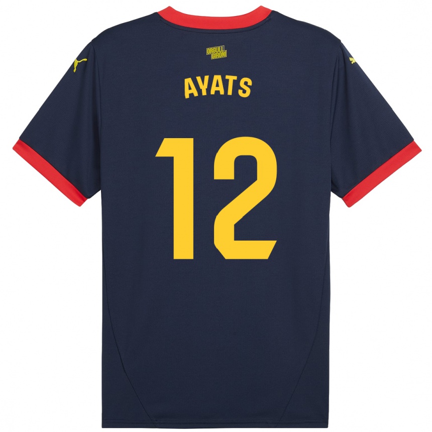 Kids Football Mònica Ayats #12 Navy Red Away Jersey 2024/25 T-Shirt Uk