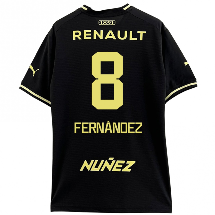 Kids Football Leonardo Fernández #8 Black Yellow Away Jersey 2024/25 T-Shirt Uk