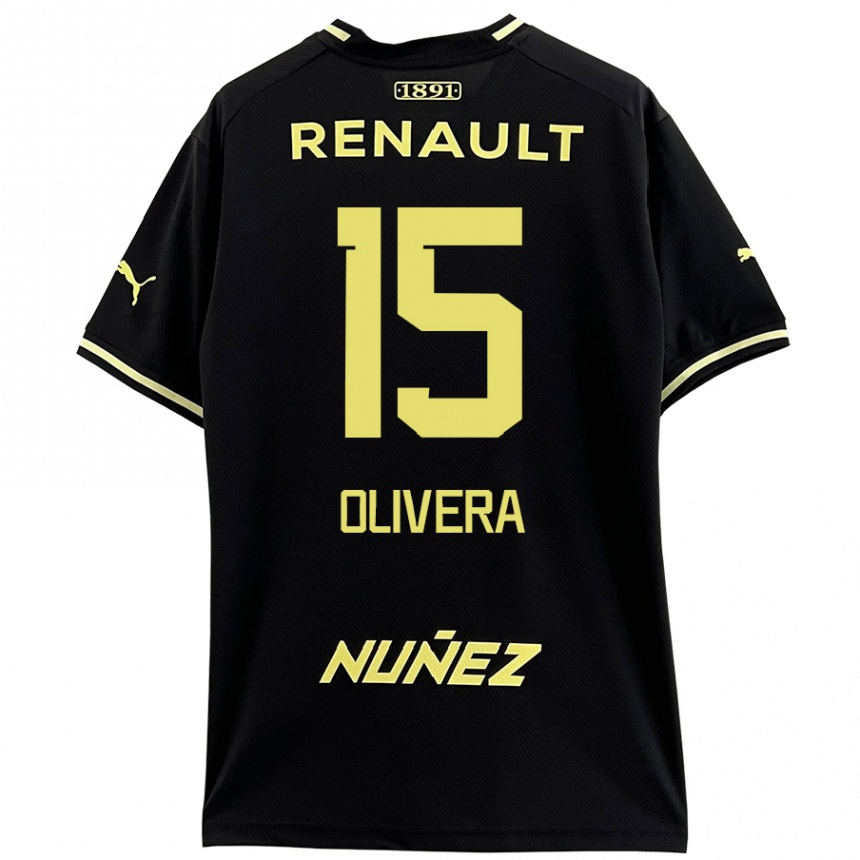 Kids Football Maximiliano Olivera #15 Black Yellow Away Jersey 2024/25 T-Shirt Uk