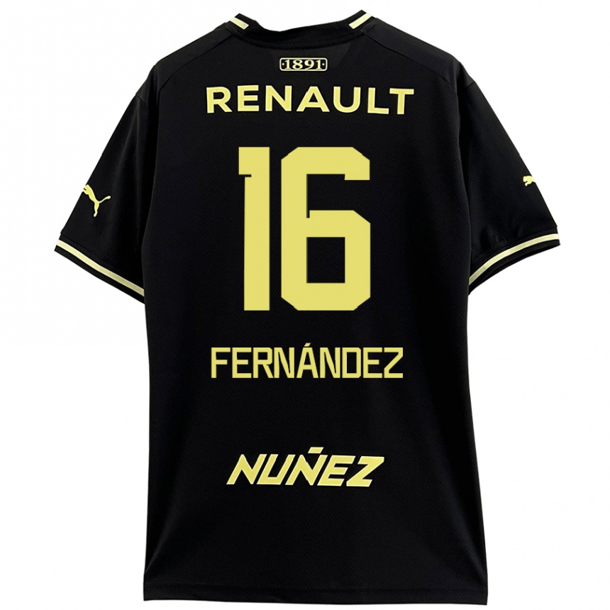 Kids Football Adrián Fernández #16 Black Yellow Away Jersey 2024/25 T-Shirt Uk