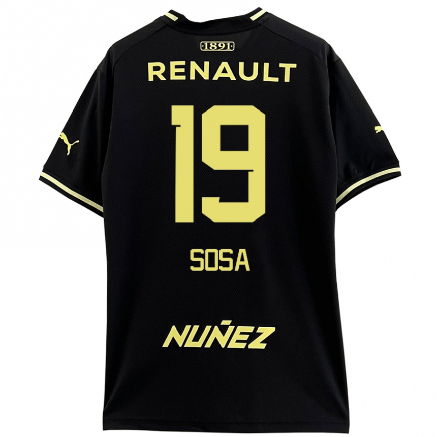 Kids Football Diego Sosa #19 Black Yellow Away Jersey 2024/25 T-Shirt Uk