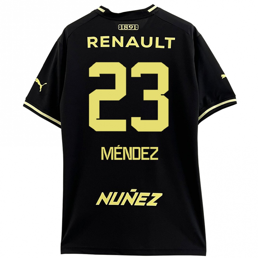 Kids Football Javier Méndez #23 Black Yellow Away Jersey 2024/25 T-Shirt Uk