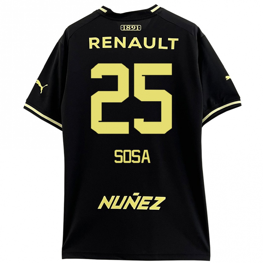 Kids Football Ignacio Sosa #25 Black Yellow Away Jersey 2024/25 T-Shirt Uk