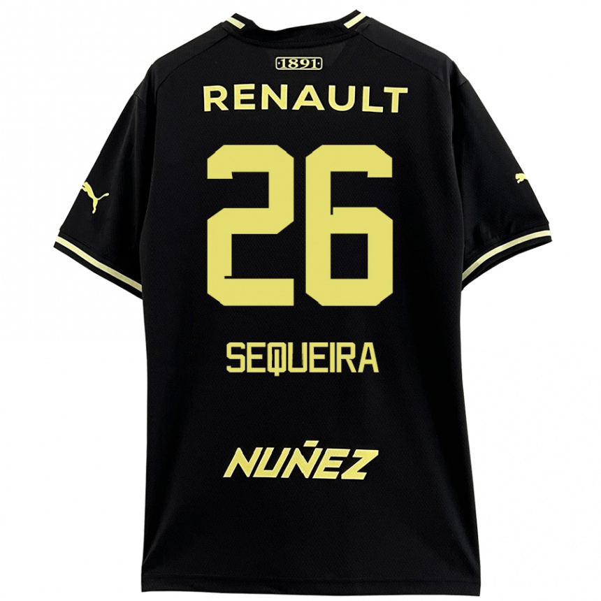 Kids Football Leonardo Sequeira #26 Black Yellow Away Jersey 2024/25 T-Shirt Uk