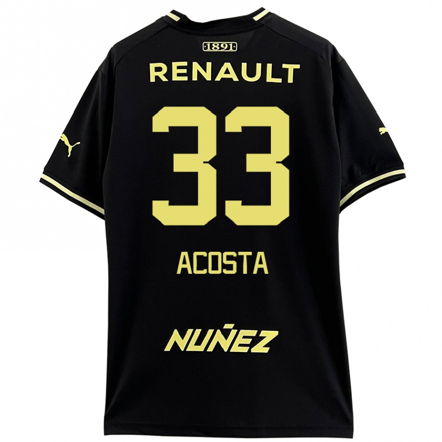 Kids Football Nahuel Acosta #33 Black Yellow Away Jersey 2024/25 T-Shirt Uk