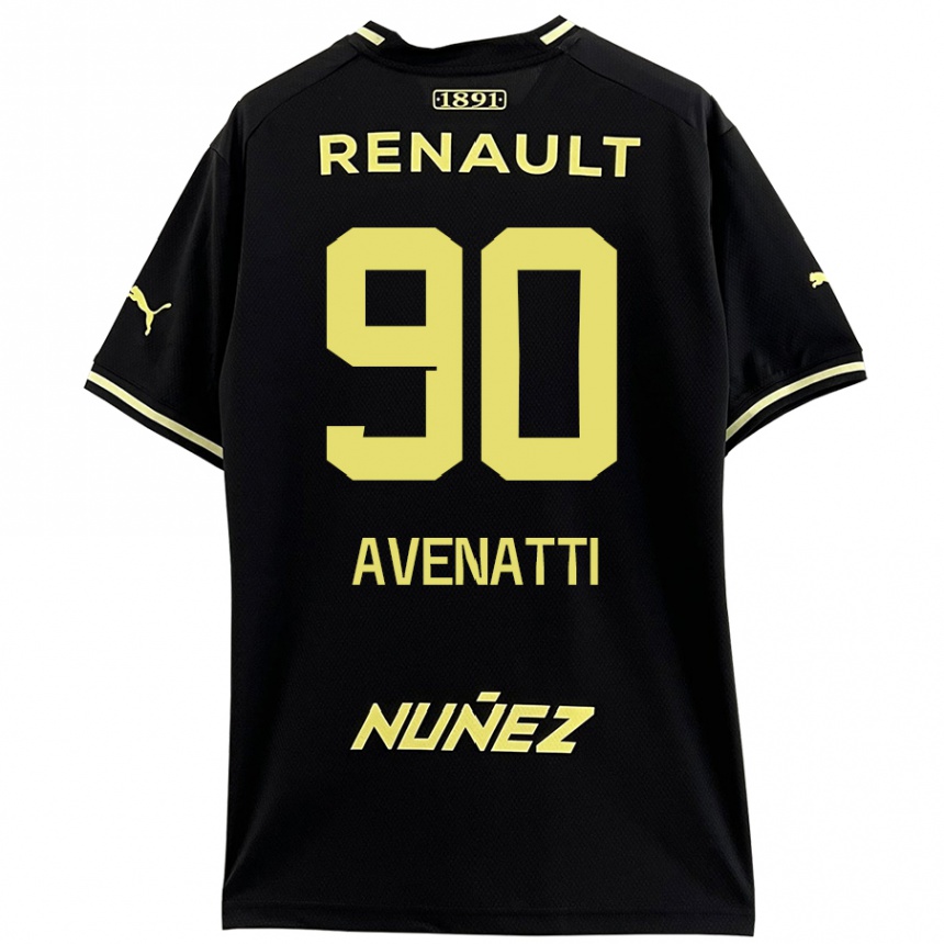 Kids Football Felipe Avenatti #90 Black Yellow Away Jersey 2024/25 T-Shirt Uk