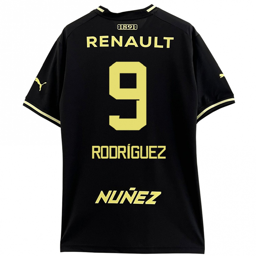 Kids Football Agustín Rodríguez #9 Black Yellow Away Jersey 2024/25 T-Shirt Uk