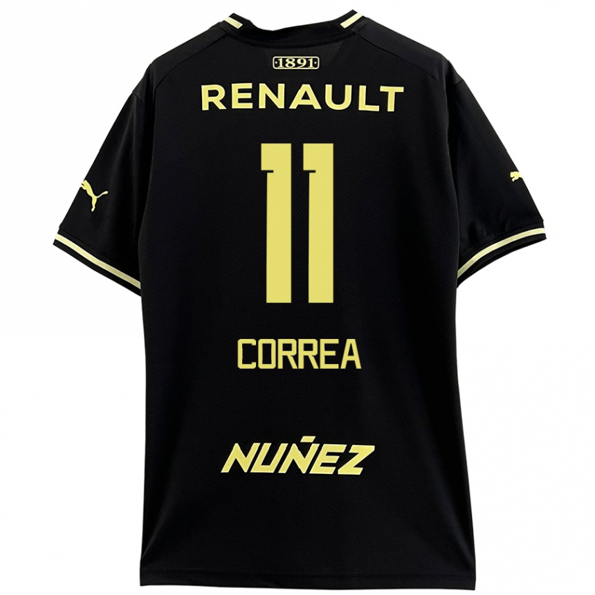 Kids Football Franco Correa #11 Black Yellow Away Jersey 2024/25 T-Shirt Uk