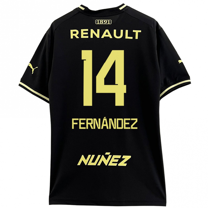 Kids Football Faustino Fernández #14 Black Yellow Away Jersey 2024/25 T-Shirt Uk