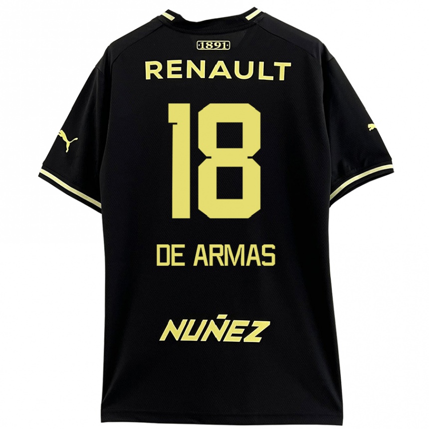 Kids Football Nahuel De Armas #18 Black Yellow Away Jersey 2024/25 T-Shirt Uk