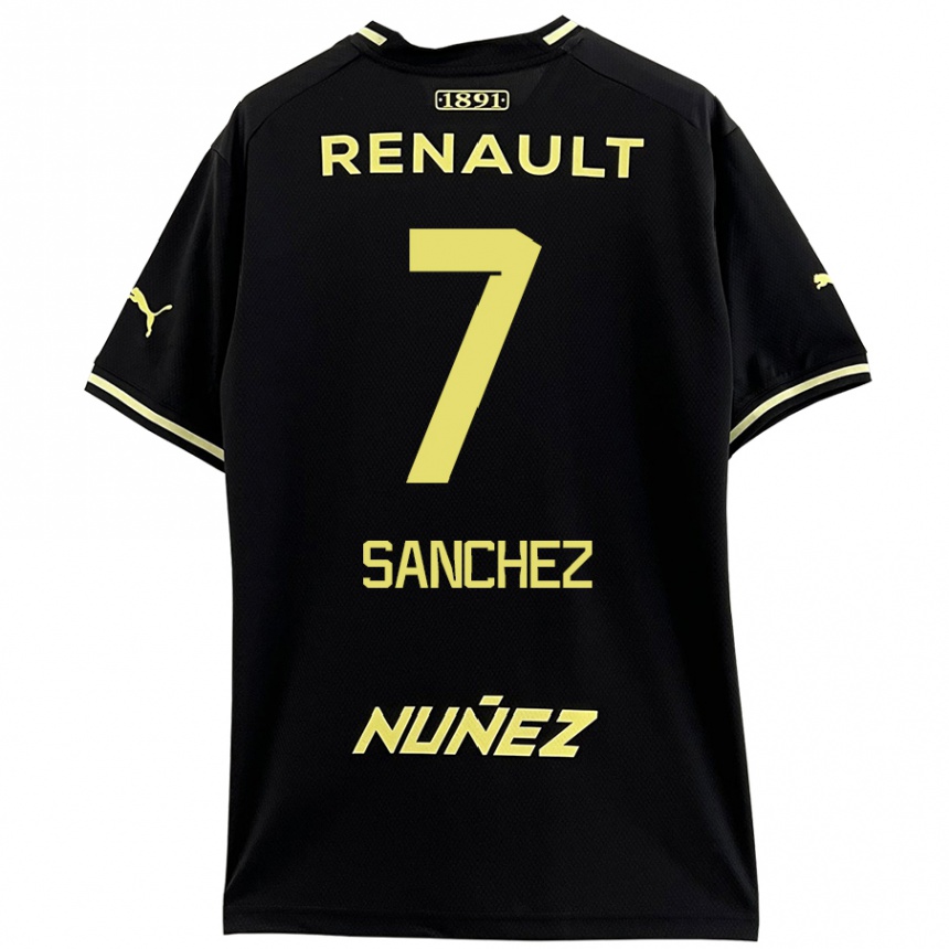 Kids Football Carlos Sánchez #7 Black Yellow Away Jersey 2024/25 T-Shirt Uk