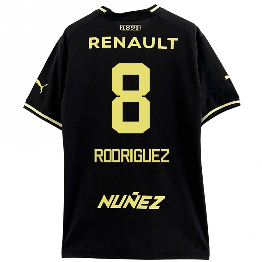 Kids Football Sebastián Rodríguez #8 Black Yellow Away Jersey 2024/25 T-Shirt Uk