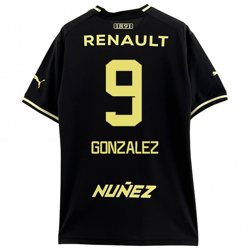 Kids Football Franco González #9 Black Yellow Away Jersey 2024/25 T-Shirt Uk