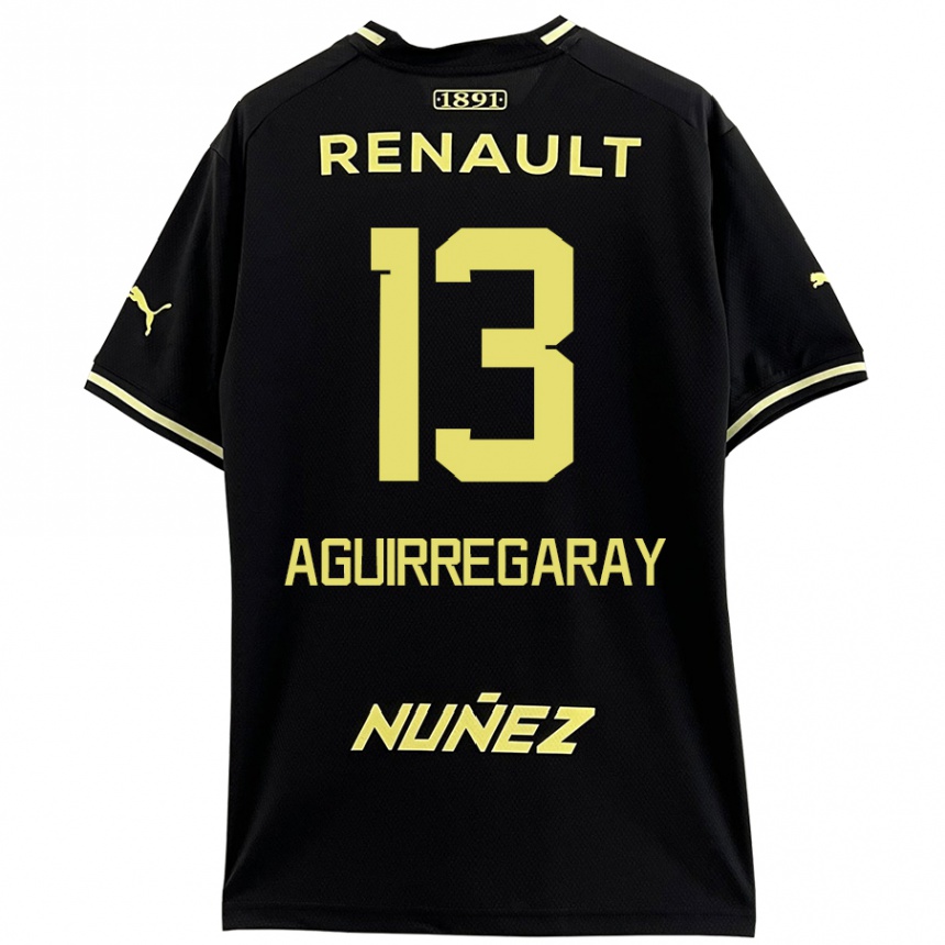 Kids Football Matías Aguirregaray #13 Black Yellow Away Jersey 2024/25 T-Shirt Uk