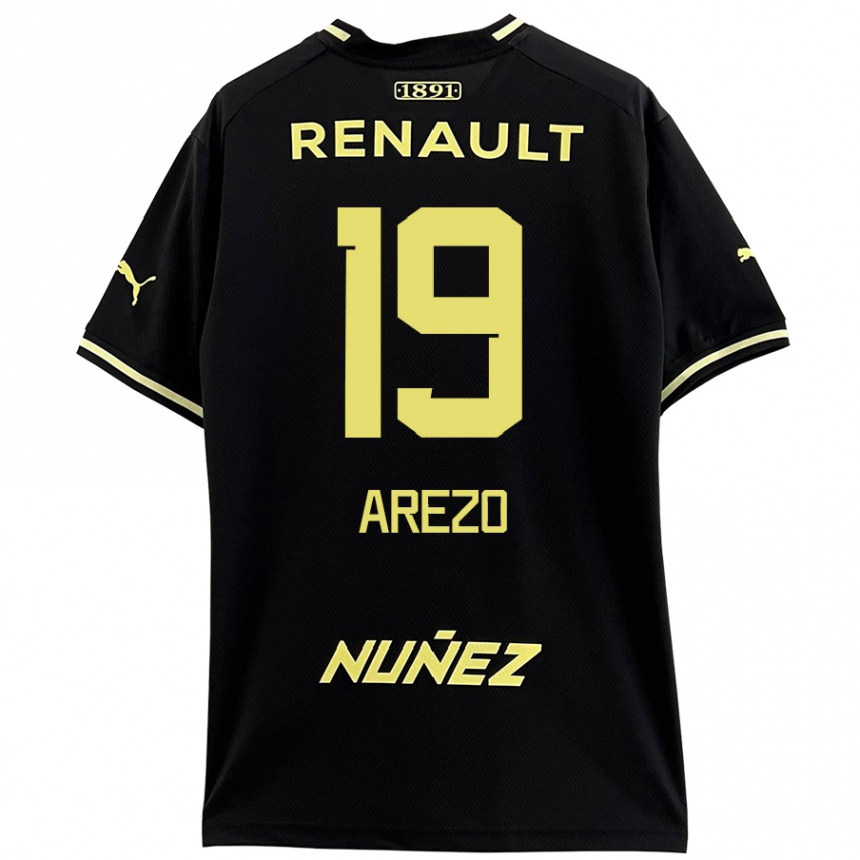 Kids Football Matías Arezo #19 Black Yellow Away Jersey 2024/25 T-Shirt Uk