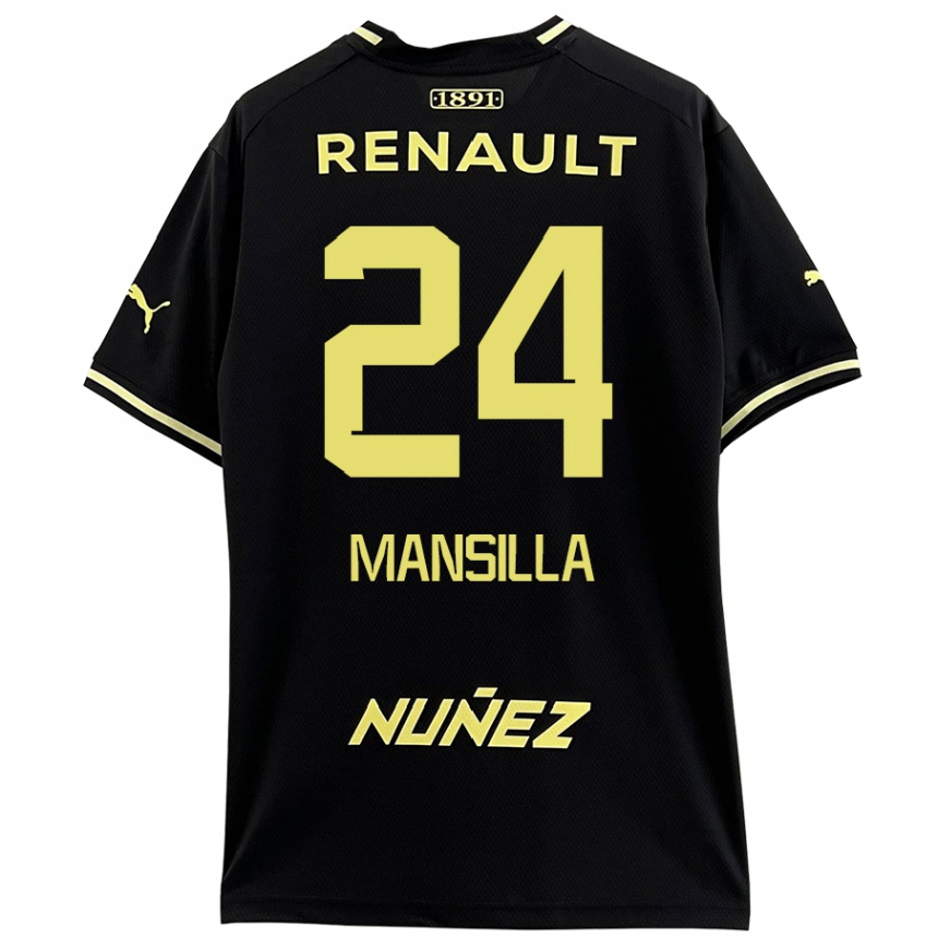 Kids Football Brian Mansilla #24 Black Yellow Away Jersey 2024/25 T-Shirt Uk