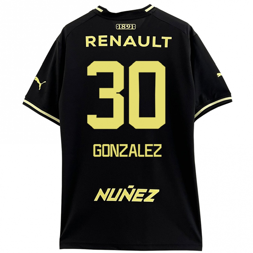 Kids Football Ángel González #30 Black Yellow Away Jersey 2024/25 T-Shirt Uk