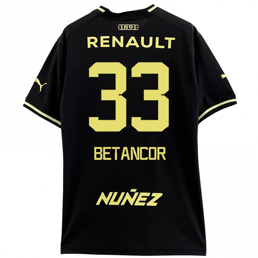 Kids Football Bruno Betancor #33 Black Yellow Away Jersey 2024/25 T-Shirt Uk