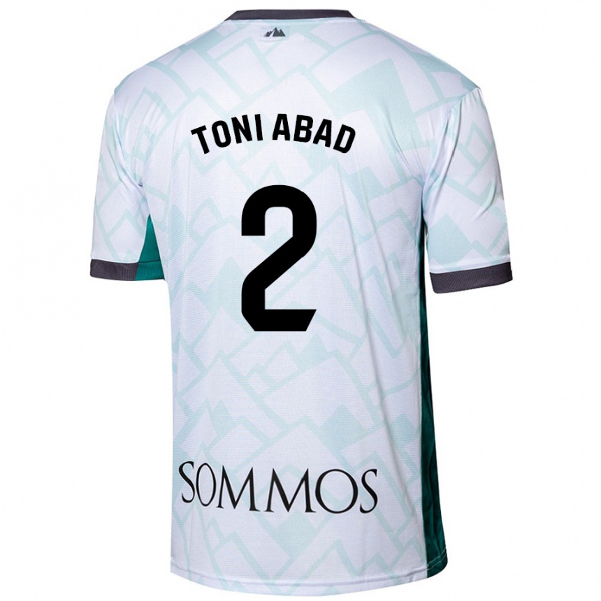 Kids Football Toni Abad #2 White Green Away Jersey 2024/25 T-Shirt Uk