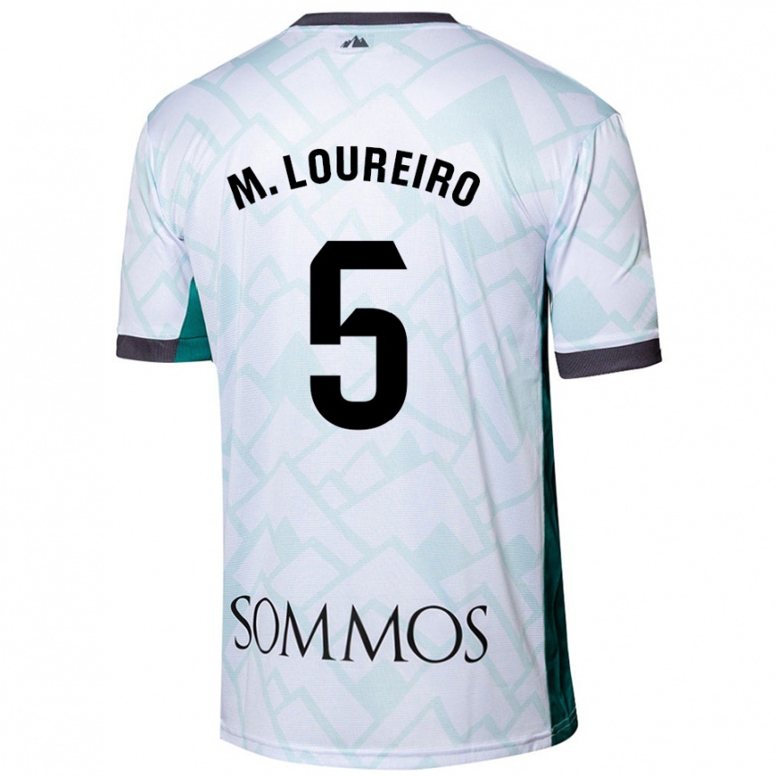 Kids Football Miguel Loureiro #5 White Green Away Jersey 2024/25 T-Shirt Uk