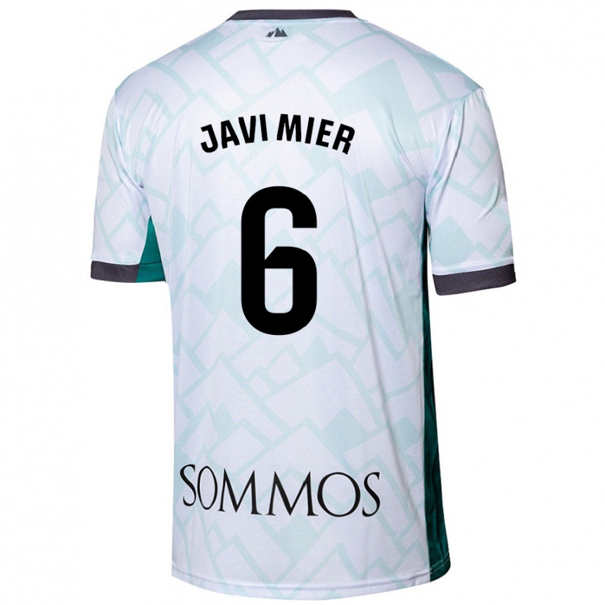 Kids Football Javi Mier #6 White Green Away Jersey 2024/25 T-Shirt Uk