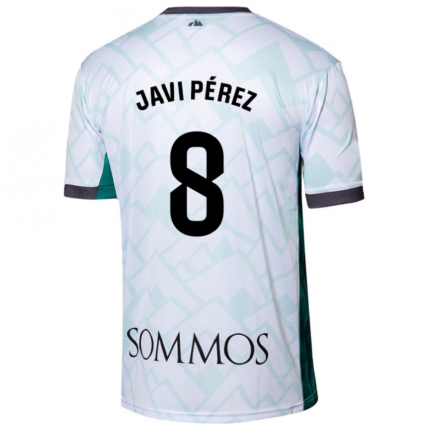 Kids Football Javi Pérez #8 White Green Away Jersey 2024/25 T-Shirt Uk