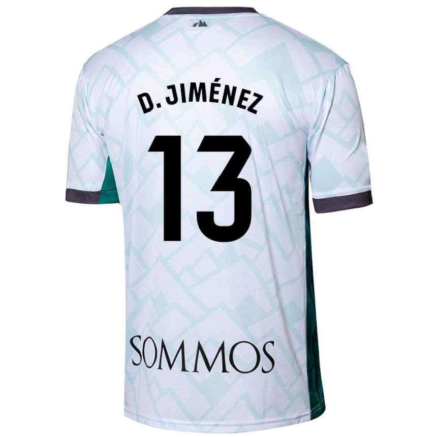 Kids Football Dani Jiménez #13 White Green Away Jersey 2024/25 T-Shirt Uk