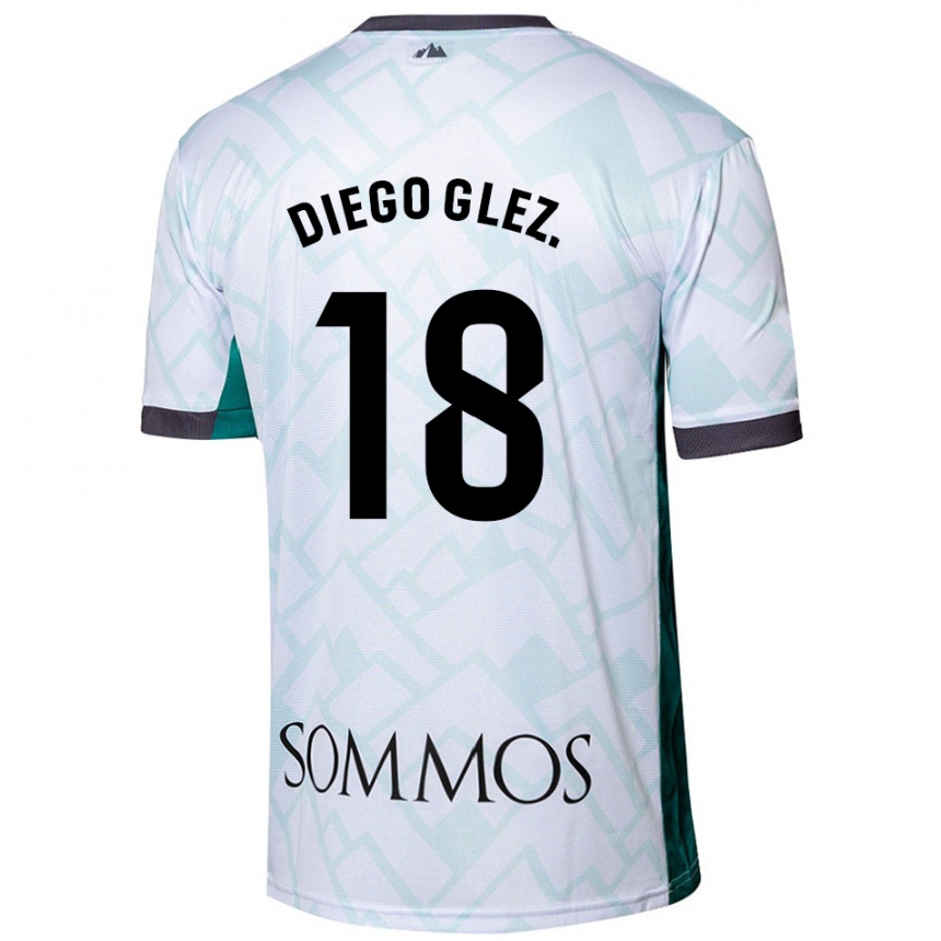 Kids Football Diego González #18 White Green Away Jersey 2024/25 T-Shirt Uk